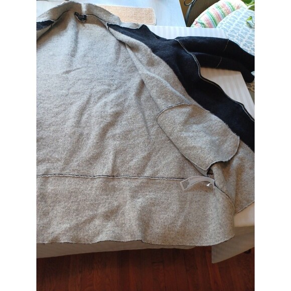 Eileen Fisher Merino wool jacket 2X plus sz patchwork pockets zip-up black gray - Picture 10 of 10